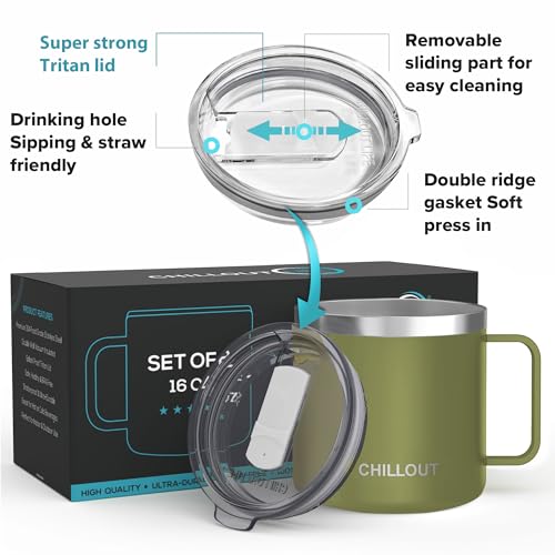 Set 2 Mugs Térmicos de Acero Inoxidable 16 oz Verde miniatura 4