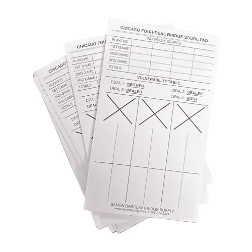 Baron Barclay Chicago Bridge Score Pads - 6 Packs of 50 Score Sheets (300 Total)