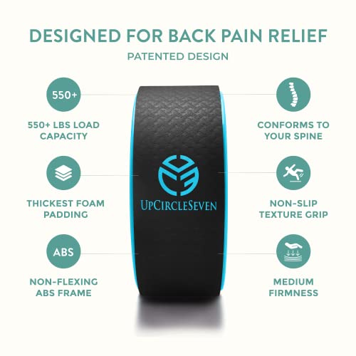 UpCircleSeven Yoga Wheel for Back Pain - Deep Tissue Massage - Yoga Back Roller Wheel for Back Pain Relief Stretching Myofascial Release Mobility (Blue 12", 12)