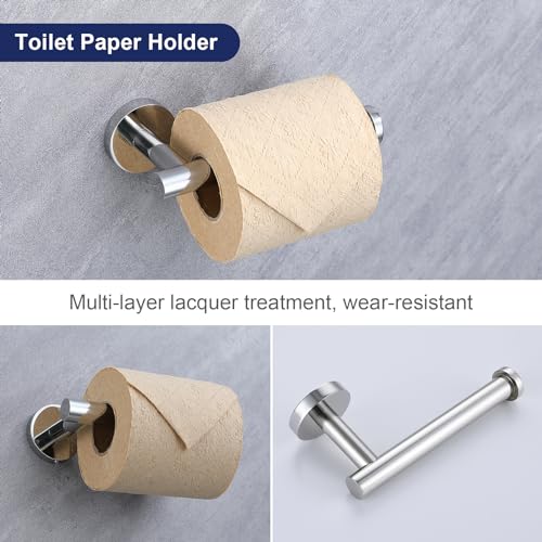 Lairuier Bathroom Hardware Set,Polished Chrome 5-pieceTowel Bar Set Stainless Steel Wall Mounted Bathroom Hardware Accessories Set