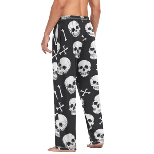 Pirates Colorful Skulls Pajama Pants Yellow Red Stars Men's Pajama Bottoms Lounge Sleepwear PJs Lightweight Sleep Pants L 5