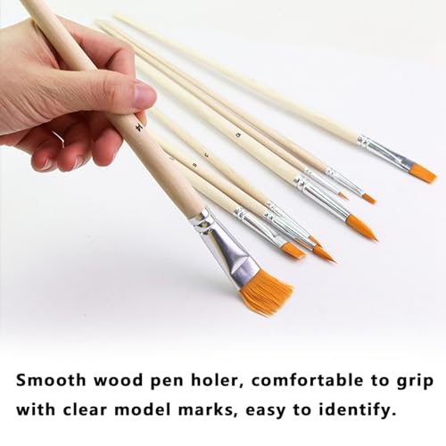 8pcs Flat Paint Brushes Set, Artist Paint Brush Set Long Handle