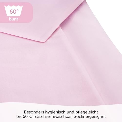 MAKIAN Baby Bettwäsche Set - 80x80 cm / 35x40 cm - 2-teilige Kinderbettwäsche (Deckenbezug, Kissenbezug) aus 100% Baumwolle - passend für Babybett, Stubenwagen, Kinderwagen (Rosa)