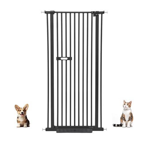 Goddlgjik Cancelletto per Gatti 150cm Porta Extra Alta, Porta senza Fori per Animali Domestici, Cancelletto Prolungabile per Gatti, Regolabile 76-85cm, Distanza tra Aste 3.5cm, Apertura della Porta