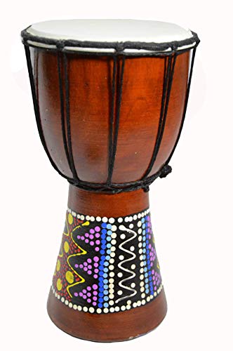 12" Dotted Djembe Drum Bongo Hand Carved African Aboriginal Art Design #TOP1