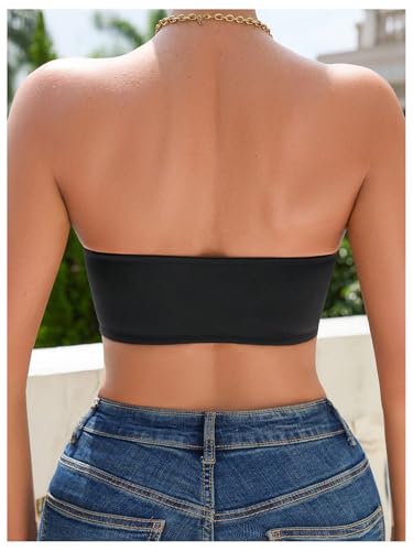 GORGLITTER Women's Strapless Bra Push Up Front Closure No Padding Wireless One Piece Backless Bandeau Bra2