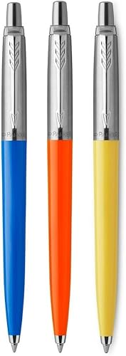 Miniatura 1 de Parker Jotter Originals - Bolígrafos de punta redonda, colección retro, barriles azules, naranjas y amarillos, tinta azul, juego de 3