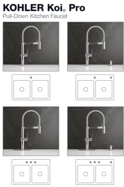Robinet de cuisine KOHLER Koi avec douchette extractible chrome et distributeur