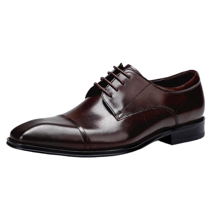 Mens Patent Leather Oxford Dress Shoes Lace-Up Retro Half Brogue Wingtip Classic Formal Business Wedding Party Comfortable Non-Slip