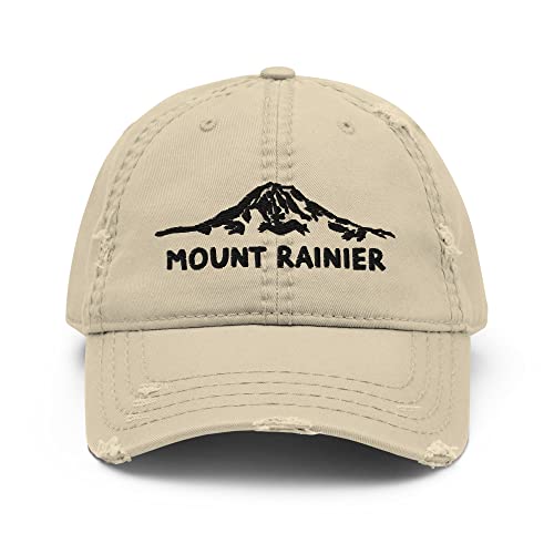 Mount Rainier Distressed Dad Hat, Hiking Hat, Washington State Hat, West Coast Merch, National Park Gift Khaki