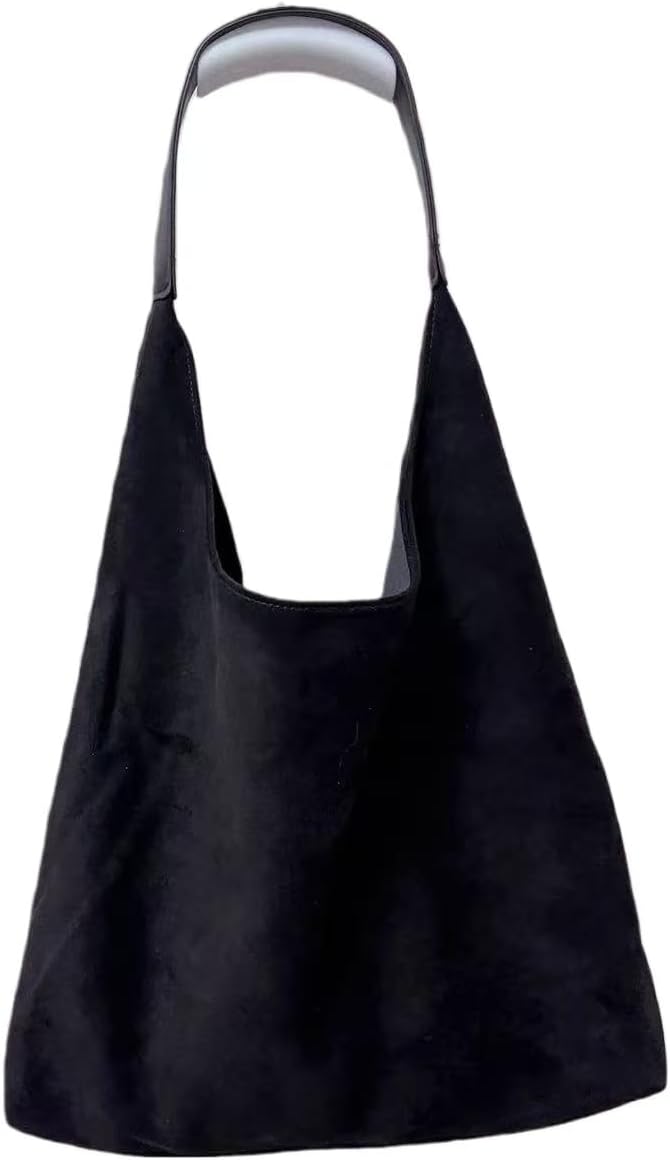 Suede Hobo Shoulder Bag, Slouchy Design, Single Strap, Khaki，Tan and Black Available