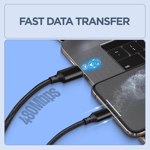 Image of UNIGEN 1.5 USB Type-A to L 3A Fast Charging Braided Cable PD & QC 3.0 Compatible High-Speed Data Sync Charger Cord for iPhone 14 /13 /12 /11 /X /8 /7, iPad, iPod (Black)