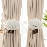 2PACK Snap-Fit Cartoon Cloud Curtain Tiebacks Hook Holdbacks Cute Curtain Holdbacks Rope for Baby Kid Girls Living Room Bedroom Nursery Decor Home Office Decorative (White)