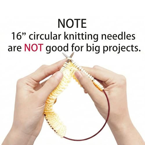 Image of cuteDIY Size 15 Circular Knitting Needles 16 Inch Set Round Metal Kit (Etched US&mm, Color-Coded Cable, Smooth Join)