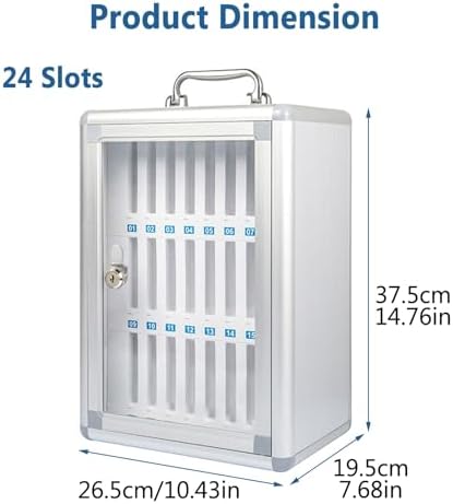 24 Slots Portable Phone Lock Box, Cell Phone Storage Locker, Durable Aluminum Alloy, Ideal for Classroom, Office, Laboratory Use, Secure Device Organizer