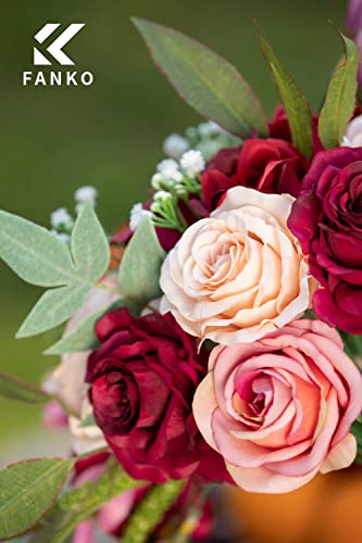 Fanko Fake Rose Artificial Flowers: Silk Champagne Rose Artificial Flowers Bulk Fake Flowers For Decoration Artificial Flowers Bouquet Roses Fall Burgundy Roses Arrangements #TOP5