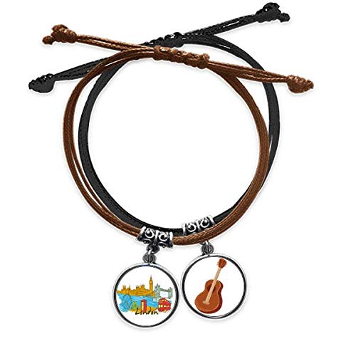 Pulsera de cuero de guitarra con diseño artesanal de la bandera británica