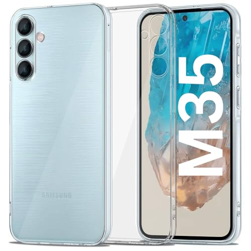 Image of REALCASE Silicone Samsung M35 5G Back Cover Case, Scratch Resistant Protective Crystal Clear Transparent Shock Proof Bumper Back Cover Case for Samsung Galaxy M35 5G