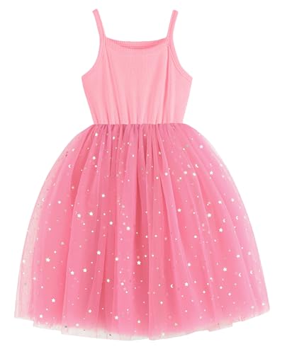 Image of GSVIBK Baby Girls Tutu Dress Sleeveless Toddler Cotton Tulle Skirt Princess Party Prom Dresses