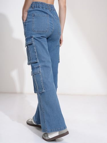 Image of Tokyo Talkies Women Cargo Jeans | Straight fit