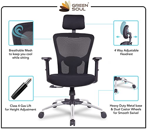 Green Soul® Jupiter Superb Office Chair, High Back Mesh Ergonomic Home Office Desk Chair with 2D Adjustable Armrests… - Image 3