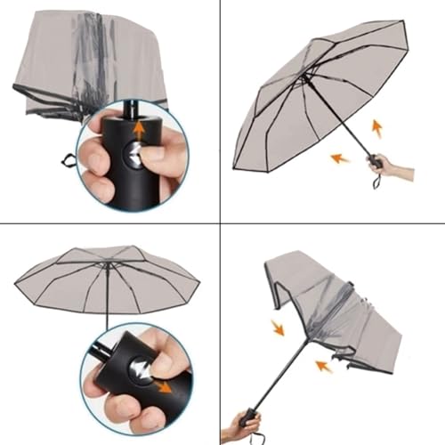 Lwuey Auto Open Umbrella, Compact Foldable Umbrella Windproof Clear Dome Canopy for Travel Photography Reinforced Frame Wedding Outdoor Event Essential Women Men Unisex - Image 4