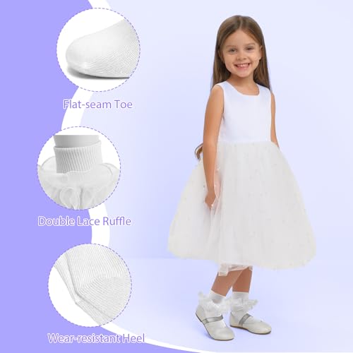 Girls Ruffle Socks Toddler Double Lace Sock Turn Cuff Frilly Dress Socks Pageant with Ruffles Little Baby Girl Kids2