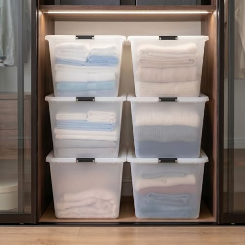 Image of IRIS USA 6-Pack High-Capacity Clip Box with Latching Lids, 55 Quart Storage Bins, Supply Containers for Home, Office & Classroom Organization