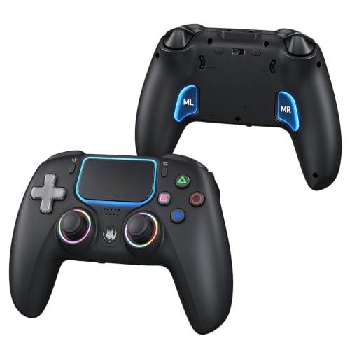 NBCP Wireless Controller for PS5, Compatible with PS5 Pro/Slim/PC, Dual Vibration, Macro/Turbo Function, 3.5mm Audio Jack, 6-Axis Motion Control Gamepad with LED Light