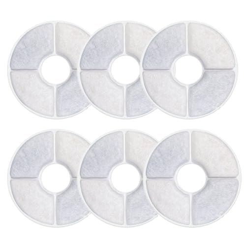 KOMUNJ 6 Stück Katzenbrunnen Filter für Trinkbrunnen für Katze, Runde Ersatzfilter für Hunde-/Katzentränken mit Aktivkohle KOMUNJ 6 Stück Katzenbrunnen Filter für Trinkbrunnen für Katze, Runde Ersatzfilter für Hunde-/Katzentränken mit Aktivkohle