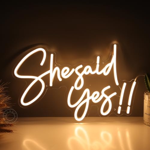 SYLHOME She Said Yes !! Led Neon Light Up Sign Propose Engagement Marry Me Wedding Party Wall Decor Sign Bachelorette Bridal Shower Party Warm White Bedroom Sign 15.8