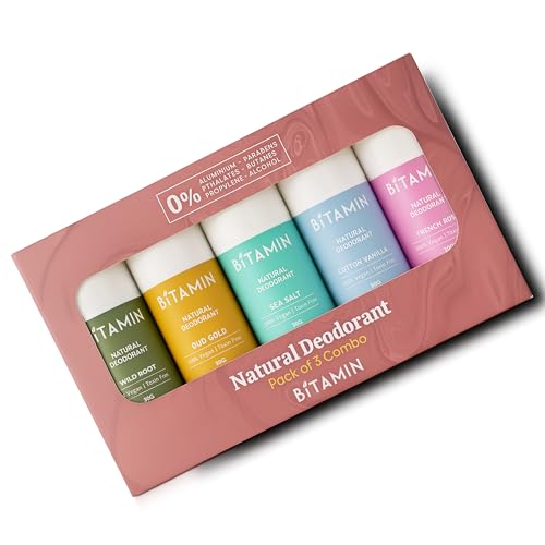 Image of Bitamin Natural Deodorant Underarm Roll On with 5% Vitamin C | Natural Deodorant for Men & Women | Made in India | No Aluminium, No Alcohol, No Parabens & No Triclosan | 8 Hour Odour Control | 30g Each (Ultimate Gift Box pack of 5)