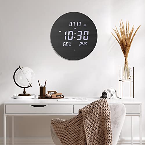 Tostog Digital Wall Clock Silent Kitchen Clock Non Ticking Wall Clock,12 Inch Led Wall Clocks With Display Of Time/Date/And Temperature/Humidity,Three Modes For Choose #TOP7