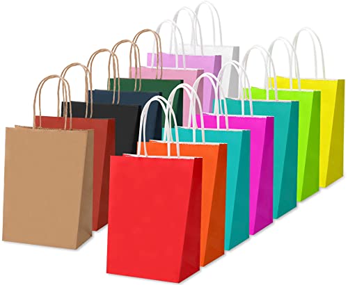 Purpledi Sacs Cadeaux en Coloré Papier - 30 Pièces Sacs Anniversaire Enfant, Sac papier cadeau, 15 Sortes de Couleurs Sac en Papier Kraft de Haute Qualité pour anniversaire, Noel, mariage