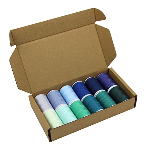Multi-Purpose Thread For Sewing, 200Y/Spool 40S/2, Polyester Sewing Threads Kits For Sewing Machine & Hand Sewing (12 Paradise (Greens + Blues)) #TOP2
