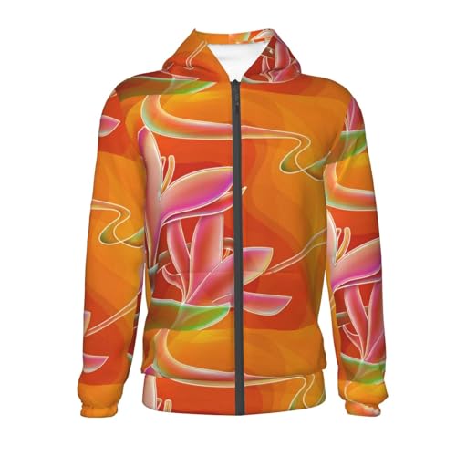 Orange Flower Psychedelic Kids Pullover Hoodies Boys Zip Up Sweatshirts Girls Athletic Clothes with Pocket2