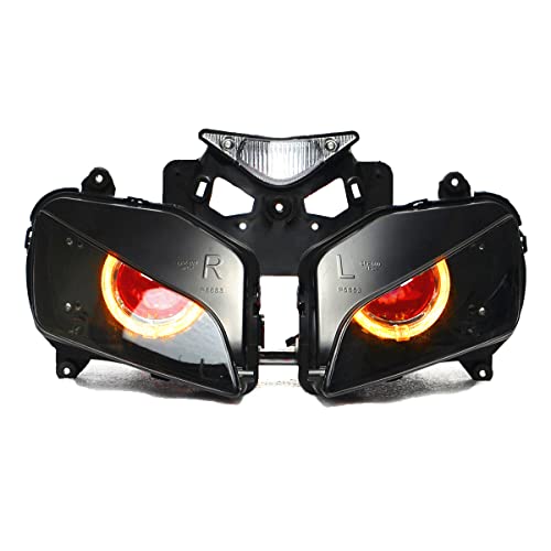 LED Red Demon Eye Amber Halo Headlight Assembly For Honda CBR1000RR 1000RR 2004 2005 2006 2007