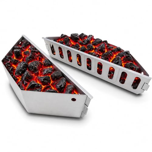 Denmay kohlekorb kugelgrill 2Pack für Weber 7403, One Touch, Master Touch und alle Anderen 57 cm Kugelgrills, Holzkohlegrills, Holzkohlekörbe aus Verzinkte Platte, Kohlebörbchen, Brikett, Kohlenhalter