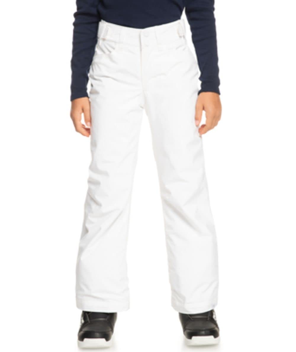 Roxy Girls Backyard Snow Pants with DryFlight Technology, 8/Small, Bright White