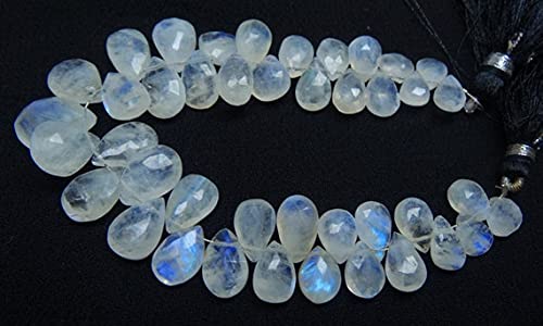 Pierre de lune arc-en-ciel facettée en poire de 7 à 14 mm pour bijoux haut de gamme