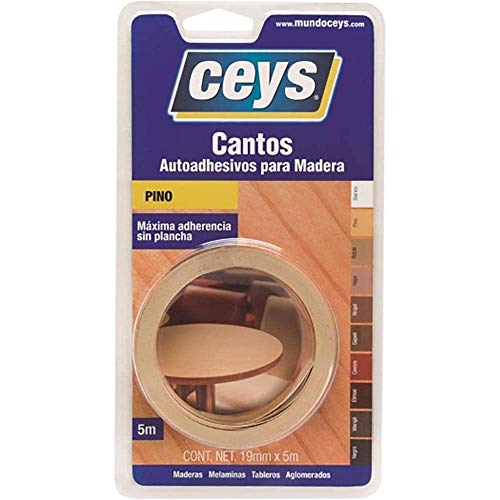 Ceys - Cantos autoadhesivos para madera - Máxima adherencia sin plancha - Color Pino - 19mm x 5m