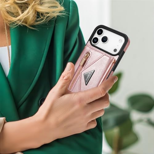 Protégez votre iPhone 12 Pro avec cet étui portefeuille rose anti chute à sangle