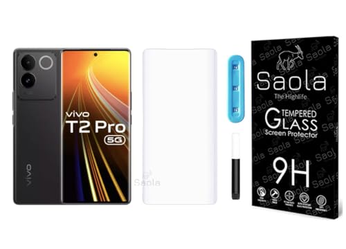 Image of Saola Curved Uv Tempered Glass For Vivo T2 Pro 5G. Comes With Uv Light & Glue For Finest Pasting. Edge To Edge Protection With Case Friendly Fit. (Pack Of 1) - Cellphone