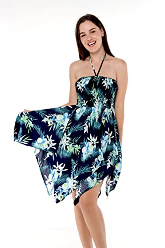 Image of Family Matching Hawaiian Clothes, Orchid Breeze Navy | Lightweight 100% rayon • Family matching outfits • Beach vacations • Luaus • Cruises • Family photos