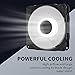 upHere 120mm PC Case Fan, 3-Pin, Infinity White Ring LED, 6.36W, 12V, 2000 RPM, 2E+1 dB, Desktop Compatible
