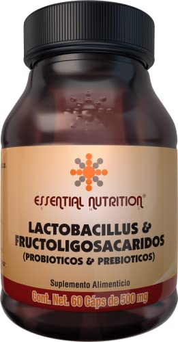 Probióticos, Essential Nutrition, Lactobacillus y FOS 60 Cápsulas de 500 mg