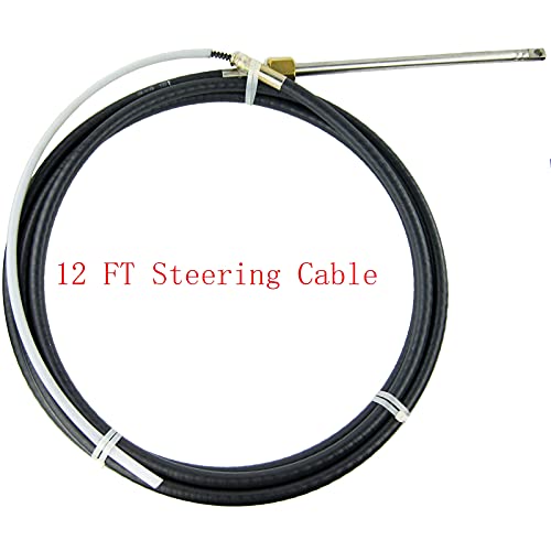 Outboard Steering System,Marine Turbine Rotary Steering System Outboard Boat Steering Kit With 13.5" Steering Wheel And Steering Cable Rotary Helm 3/4" Tapered Shaft 90° Bezel Fixing Kits (12Ft) #TOP2