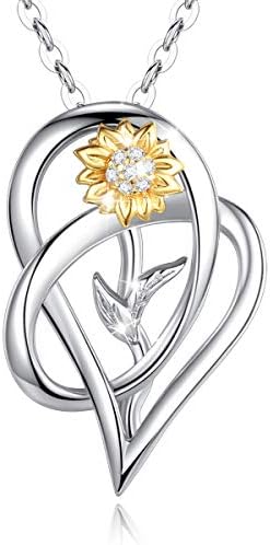 Sunflower Necklace You Are My Sunshine, Aeonslove Gold Cute Sun Flower Heart Pendant Chain Silver Jewellery Gifts For Women Her Girls Daughter Sister Birthday Christmas Xmas Thanksgiving