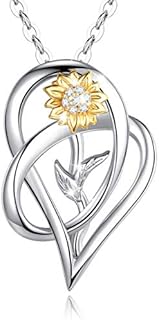 Sunflower Necklace You Are My Sunshine, Aeonslove Gold Cute Sun Flower Heart Pendant Chain Silver Jewellery Gifts For Women Her Girls Daughter Sister Birthday Christmas Xmas Thanksgiving