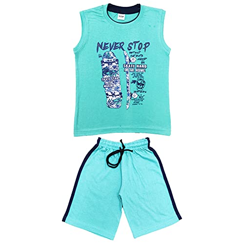 Image of boys and girls set dress sleeveless t shirt shorts (pack of 5set)